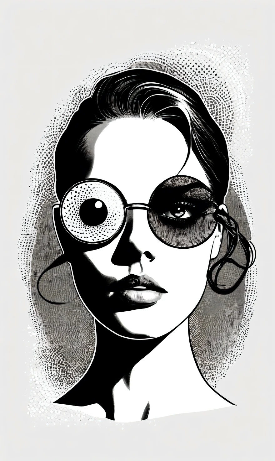 in style of Halftone print,eye patch, beautiful detailed