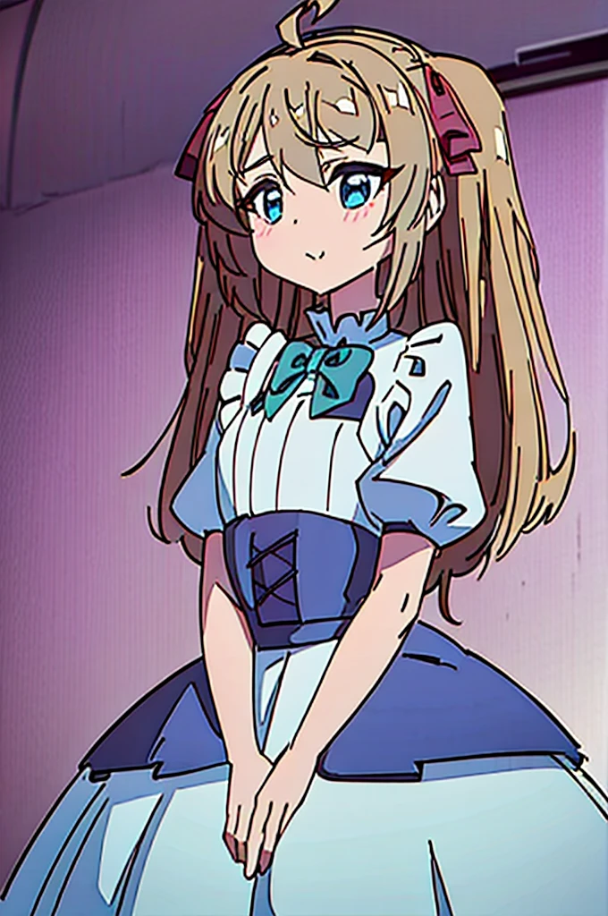 (masterpiece), (ultra-detailed), best quality, 8k,neuro-sama,big puffy ballgown,puffy short sleeves,flat chest