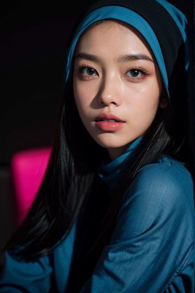 (front focus),(in the dark:1.6),
(masterpiece, top quality, best, official art, beautiful and aesthetic:1.2),(masterpiece, top quality, best quality, official art, beautiful and aesthetic:1.2),(masterpiece, top quality, best quality, official art, beautiful and aesthetic:1.2), 1 malay girl wearing  hijab, glitch art, (digital distortion), pixelated fragments, data corruption,colorful noise, visual chaos,contemporary aesthetics