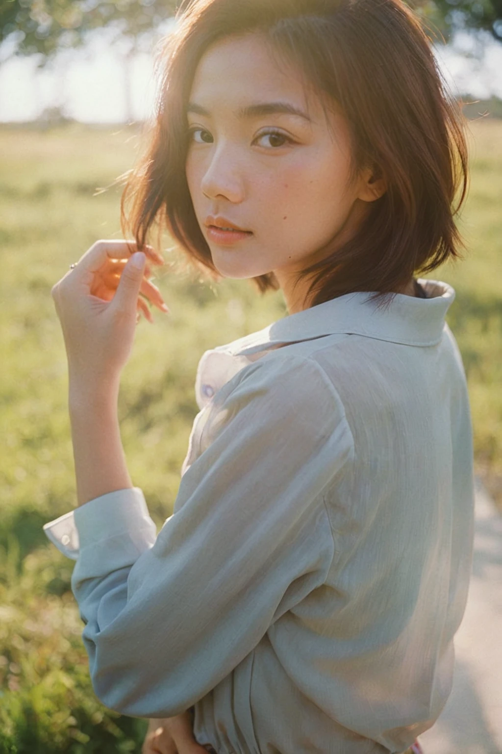 a portrait of MagMix Girl, analog film photo, Kodachrome.
