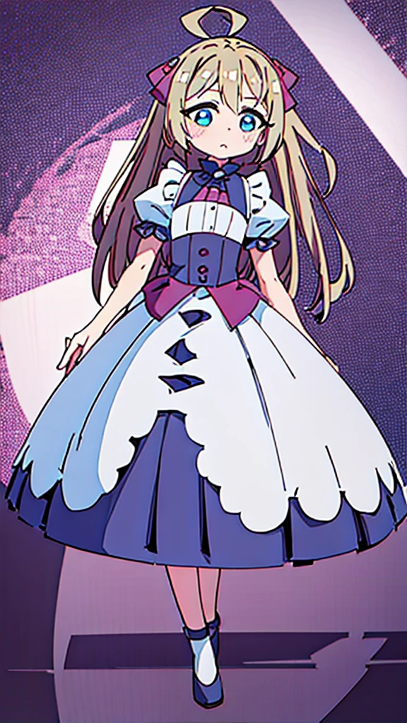 (masterpiece), (ultra-detailed), best quality, 8k,neuro-sama,big puffy ballgown,puffy short sleeves,flat chest,fullbody,