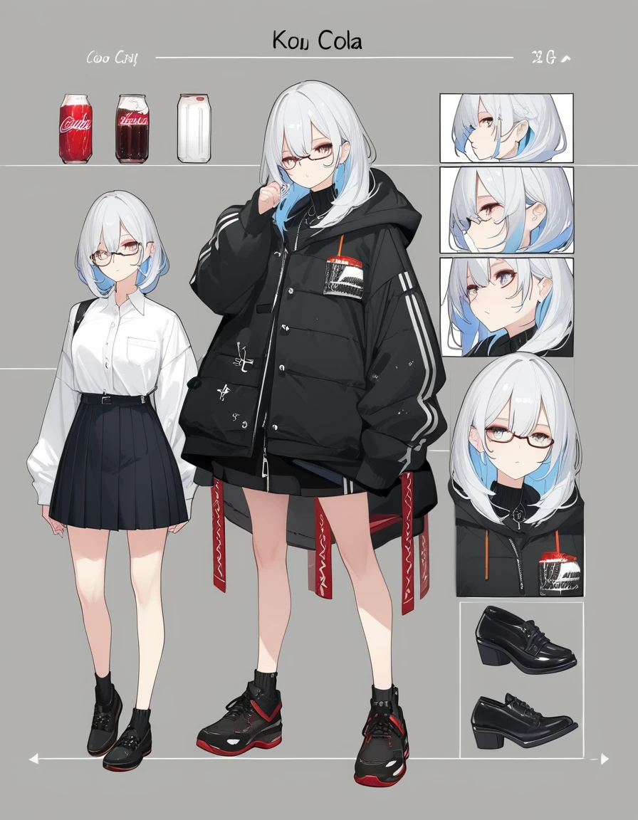 score_9,score_8_up,score_7_up,score_6_up,score_5_up, ,, highres,8k,official art, pale skin, shiny skin, full body, character chart,coca-cola,(((personification))),virtual youtuber,  