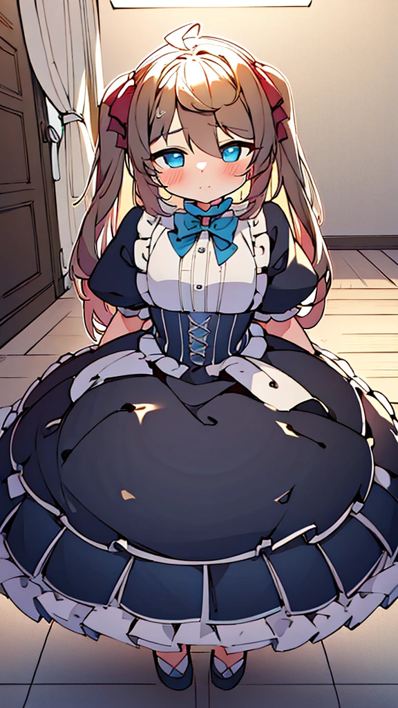 (masterpiece), (ultra-detailed), best quality, 8k,neuro-sama,big puffy ballgown,puffy short sleeves,flat chest,fullbody,floor length,
