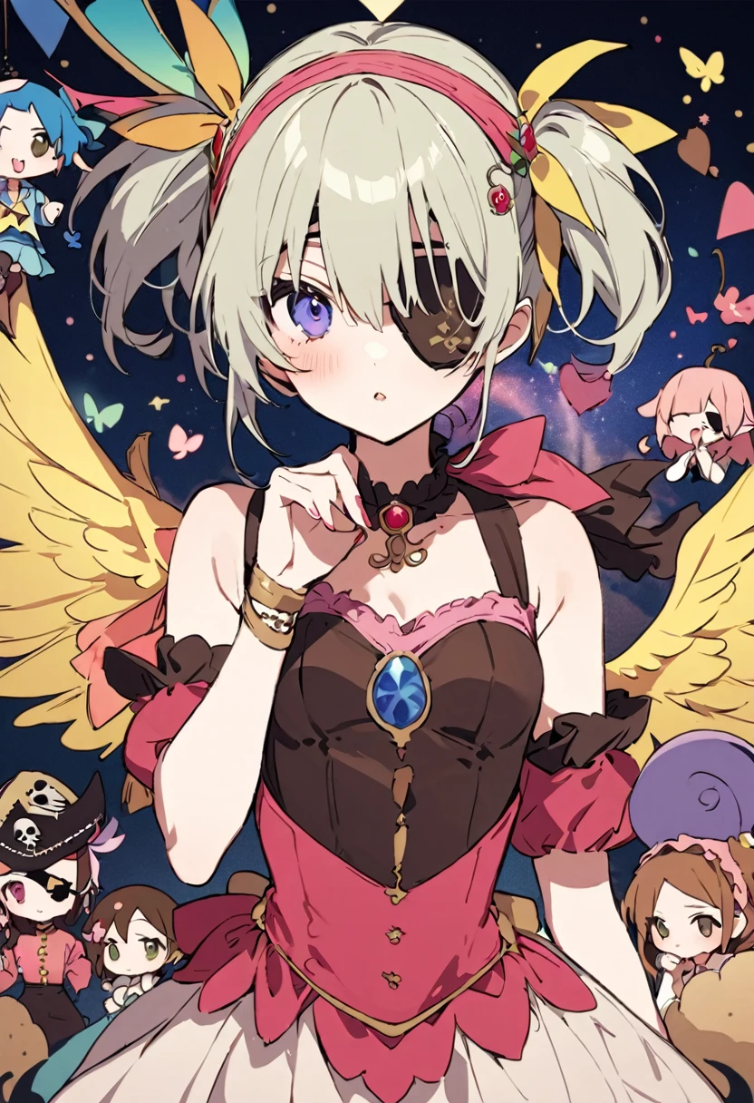 masterpiece, Highest quality, Illustration of the novel, High resolution, 18+ Adult content, Sensual, Intimate, Emotional, Passionate, romantic, sweet, Adorable, Innocent, Pure, Charmな, Charmな, Charm, mysterious, Charmな, Charmな, Immersive, Charmな, dream-like, Surreal, Imaginative, Whimsical, Artistic, Avant-garde, timeless, elegant, Sophisticated, chic, Sophisticated, personality, original, Charmな,((Loli Pirate:1.3)),((Eye patch:1.3))、((Upper Body:1.3))