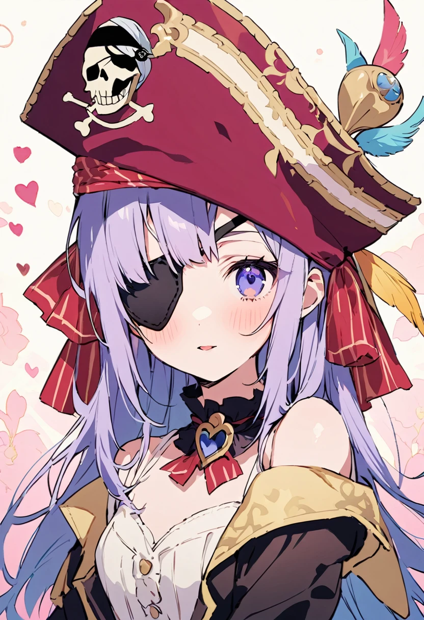 masterpiece, Highest quality, Illustration of the novel, High resolution, 18+ Adult content, Sensual, Intimate, Emotional, Passionate, romantic, sweet, Adorable, Innocent, Pure, Charmな, Charmな, Charm, mysterious, Charmな, Charmな, Immersive, Charmな, dream-like, Surreal, Imaginative, Whimsical, Artistic, Avant-garde, timeless, elegant, Sophisticated, chic, Sophisticated, personality, original, Charmな,(( Pirate:1.3)),((Eye patch:1.3))、((Upper Body:1.3))