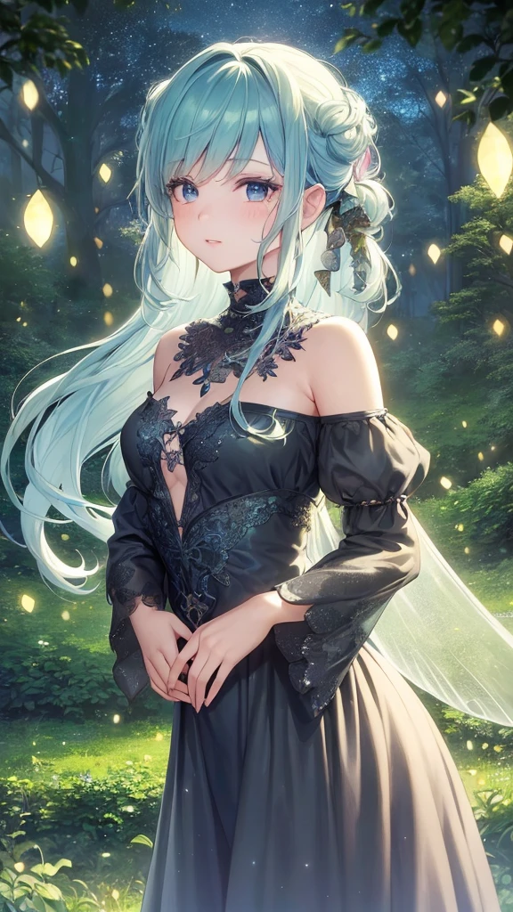 1girl, fairy, detailed portrait, beautiful detailed eyes, beautiful detailed lips, extremely detailed face, long eyelashes, glowing fairy wings, magical nature scene, woodland forest, glowing fireflies, moonlight, fantasy, soft lighting, (best quality,4k,8k,highres,masterpiece:1.2),ultra-detailed, anime
