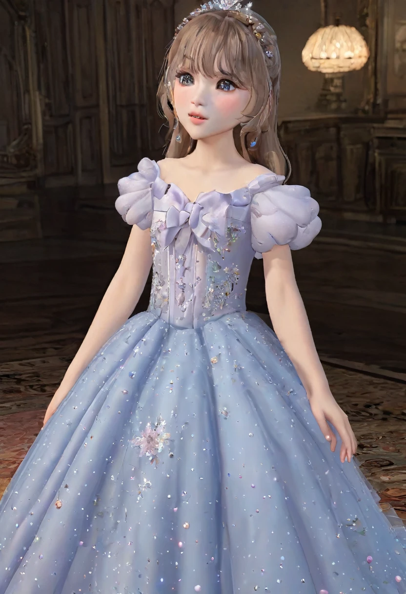 (masterpiece), (ultra-detailed), best quality, 8k,neuro-sama,big puffy ballgown,puffy short sleeves,flat chest,fullbody,floor length,