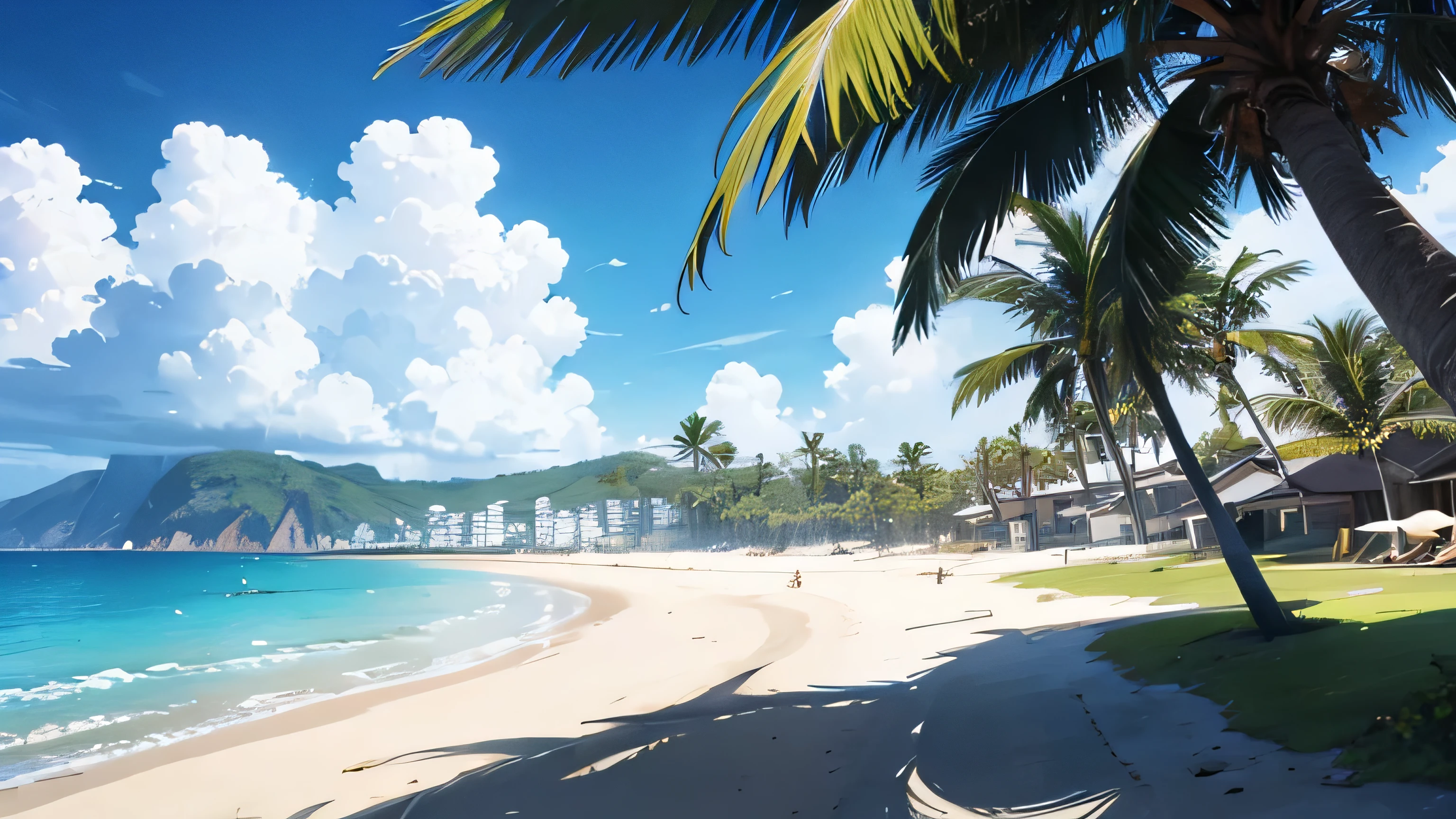 beach,clear sky, ,sea, palm