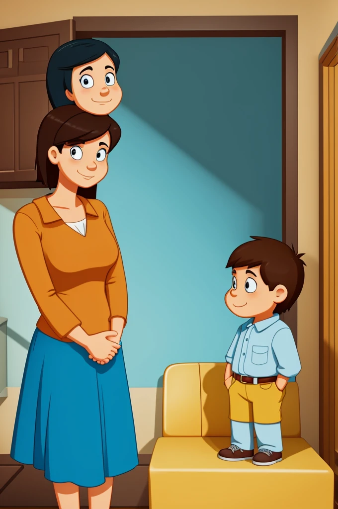 A mom thinking about the future of his sons and daughter finishing school cartoon characters