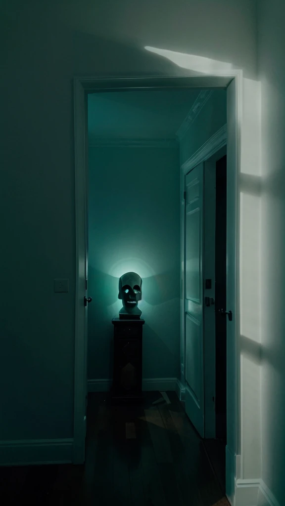 Ghostly Presence: Subtle hints of ghostly apparitions or shadows in the corners of the frame, creating a sense of being watched and adding to the chilling atmosphere."