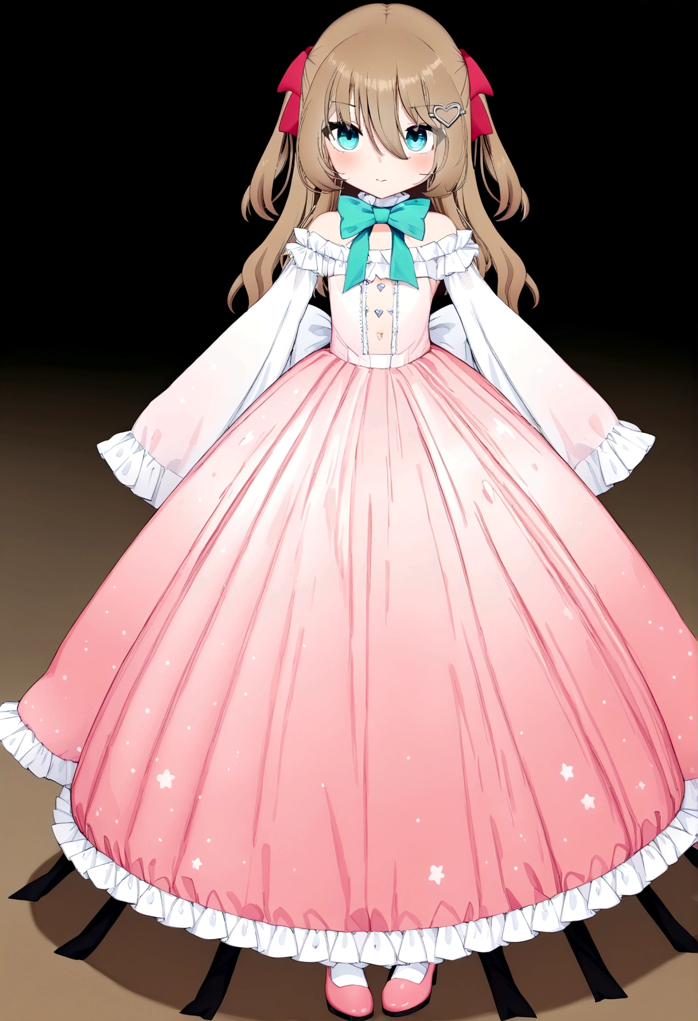 (masterpiece), (ultra-detailed), best quality, 8k,neuro-sama,big puffy ballgown,puffy short sleeves,flat chest,fullbody,floor length,