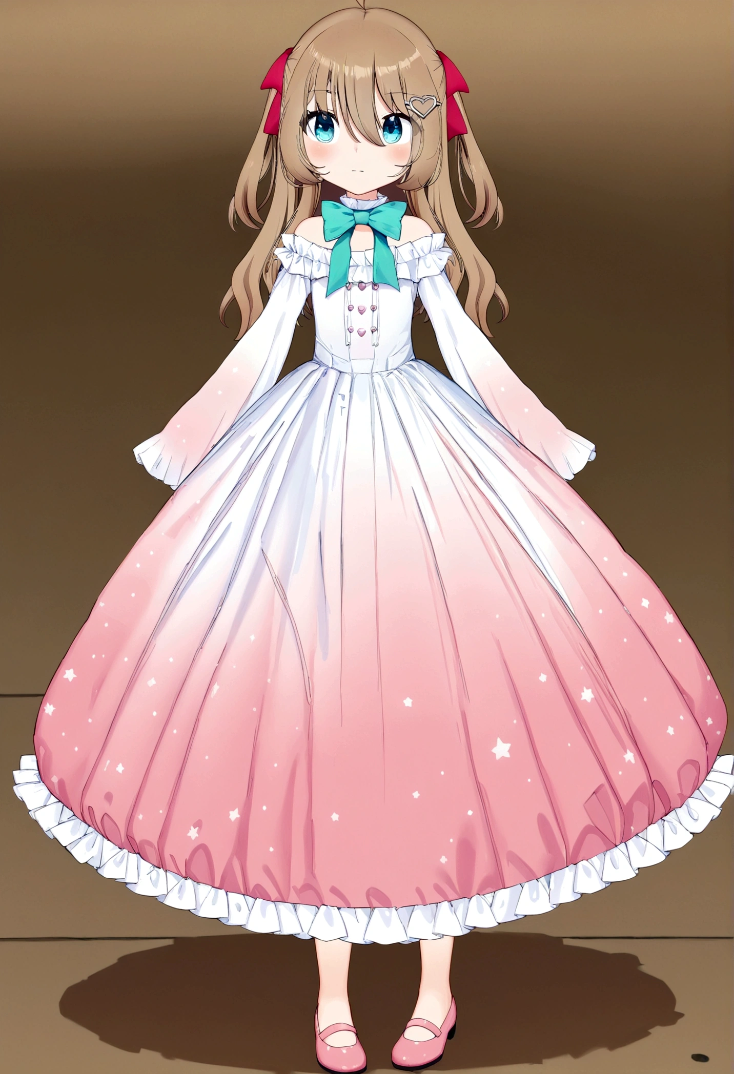 (masterpiece), (ultra-detailed), best quality, 8k,neuro-sama,big puffy ballgown,puffy short sleeves,flat chest,fullbody,floor length skirt,
