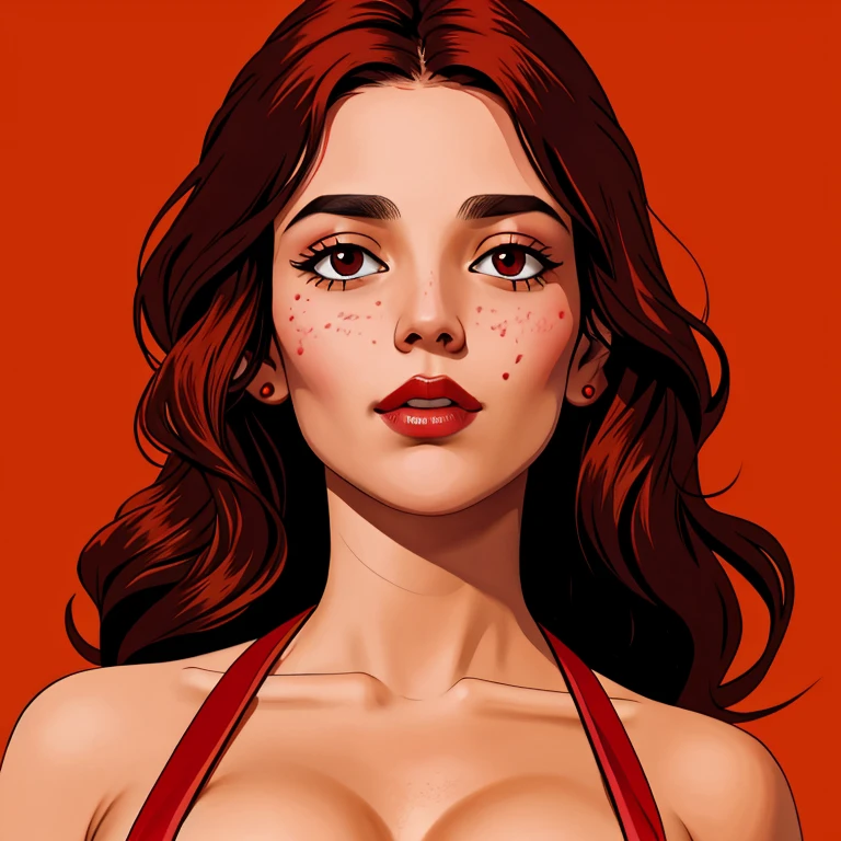 Leela, red thong, unbuttoned shirt, facial cumshot