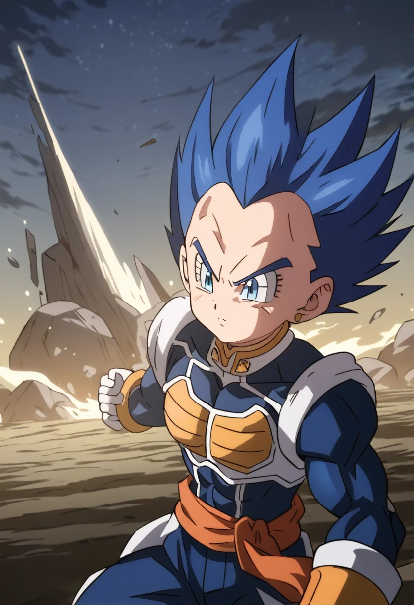 Nome: Vegeta Jr.
Idade: 25 anos
Altura: 1,75m
Peso: 60kg Physical description: Vegeta Jr. tem longos cabelos negros bem cuidados e olhos afiados e penetrantes. She has an athletic and muscular physique, typical of a Saiyan, and usually wears tight, practical combat clothing.
Personalidade: Vegeta Jr. herdou a personalidade de seu pai, Vegeta, sendo orgulhosa, arrogante e fria. She is extremely calculating and strategic in her battles., always thinking before acting and not letting yourself be carried away by emotion. Despite his difficult personality, Vegeta Jr. has a noble heart and is willing to fight for justice.
Poderes e habilidades: Vegeta Jr. possui um grande poder de luta, herdado de seus pais. She is an expert in martial arts and has a wide range of combat techniques.. Furthermore, Vegeta Jr. also has the ability to transform into a Super Saiyan, aumentando ainda mais o seu poder.
History: Vegeta Jr. cresceu treinando arduamente com seu pai, Vegeta, e aprendendo sobre o legado dos Saiyajins. Ela sempre se destacou como uma lutadora talentosa e determinada, buscando se tornar mais forte a cada dia. Despite his difficult personality, Vegeta Jr. He is very loyal to his family and friends, and is always willing to protect them.