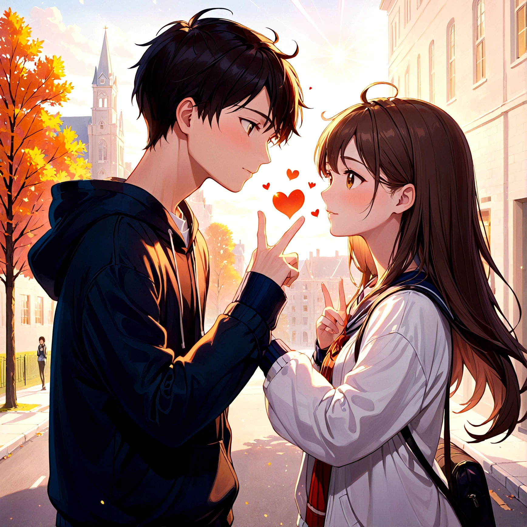 Highschool boy getting hi from his crush.