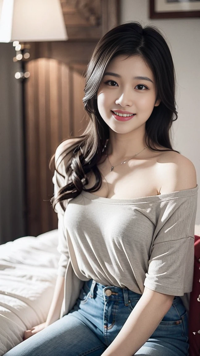 best quality, masterpiece, beautiful and aesthetic, 16K, (HDR:1.4), high contrast, bokeh:1.2, lens flare, (vibrant color:1.4), (muted colors, dim colors, soothing tones:0), cinematic lighting, ambient lighting, sidelighting, Exquisite details and textures, cinematic shot, Warm tone, (Bright and intense:1.2), wide shot, by playai, ultra realistic illustration, siena natural ratio, anime style, a picture from a high angle, a view from above, long Straight black hair with blunt bangs, (a charming smile:1), Gray bracelet, a oversized off-shoulder pink an oversized T-shirt, jeans, playing Gibson bass guitar, a sexy instagram Hot Swiss model, with a tattoo, oversized clevage, Broken Glass effect, no background, stunning, something that even doesn't exist, mythical being, energy, molecular, textures, iridescent and luminescent scales, breathtaking beauty, pure perfection, divine presence, unforgettable, impressive, breathtaking beauty, Volumetric light, auras, rays, vivid colors reflects.