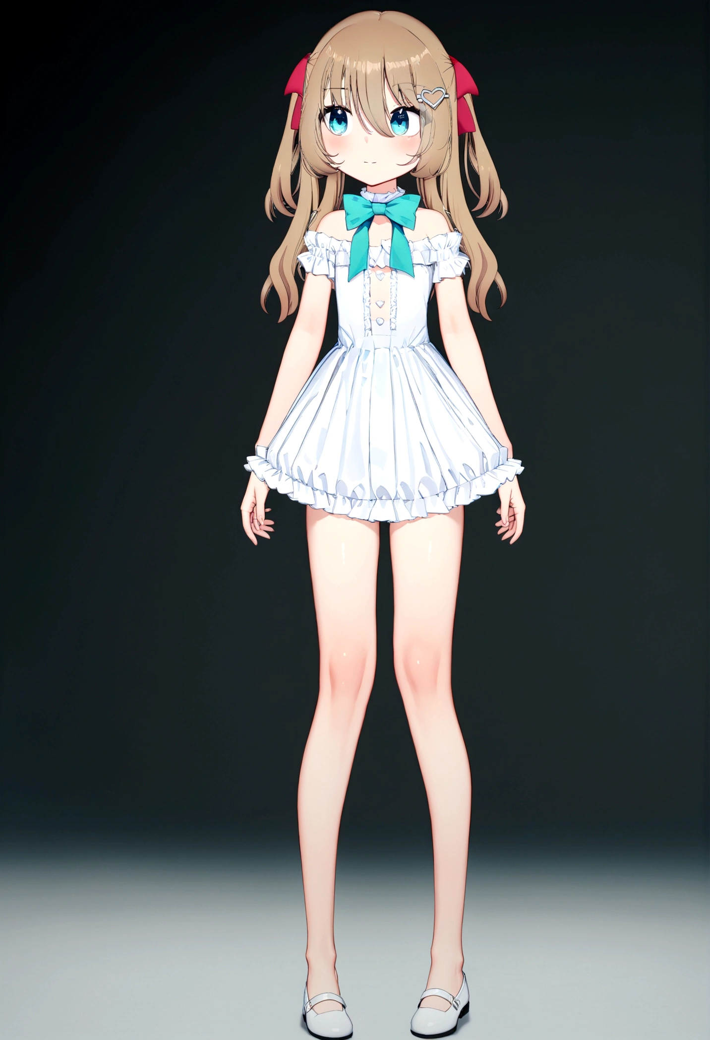 (masterpiece), (ultra-detailed), best quality, 8k,neuro-sama,,puffy short sleeves,flat chest,fullbody,curly hair,side curls,