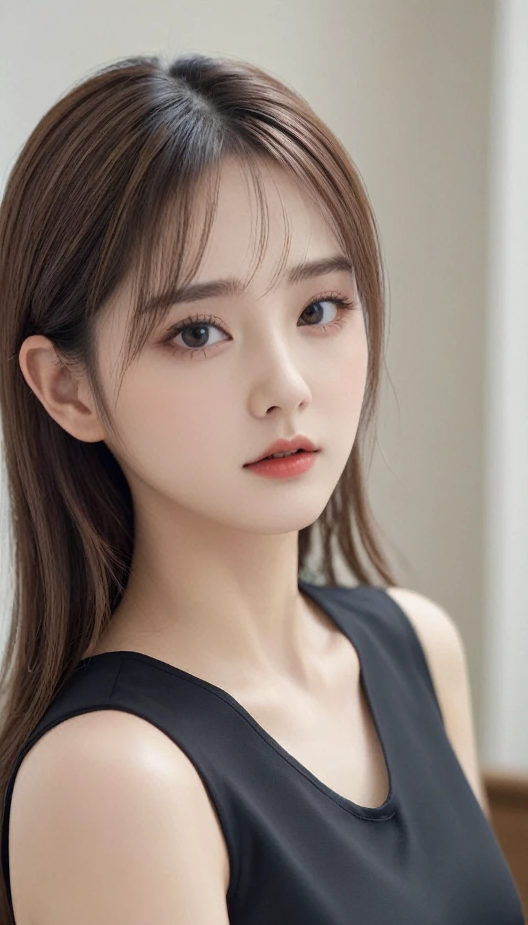 ((best quality, 8k, Masterpiece :1.3)), 1 call girl all over,(Random hairstyle), In a thin dress :1.2, indoor, Highly detailed face, Detailed eyes, Double eyelids