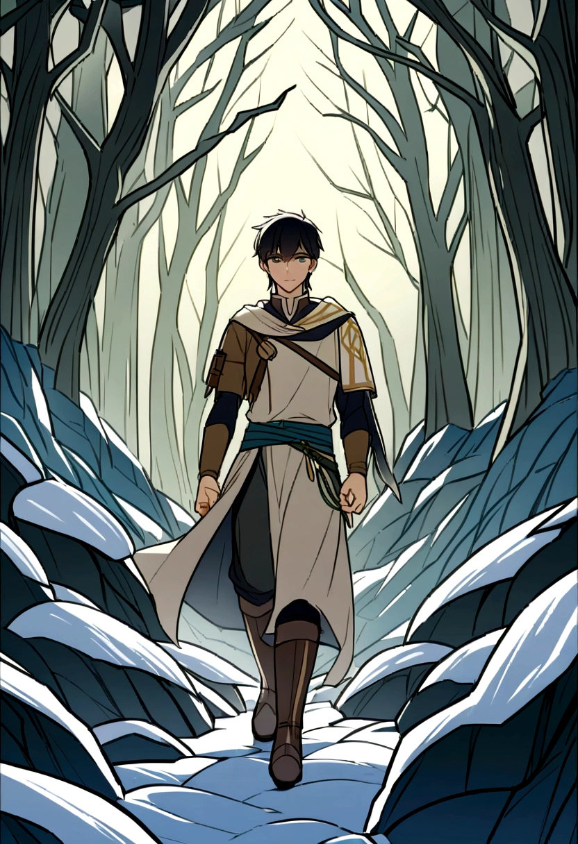 Leif: The Swift Scout
Leif, known for his speed and agility, was the tribe’s best scout and explorer. His keen eyes and swift movements allowed him to navigate through the densest forests and most treacherous terrains. One day, Erik tasked Leif with a critical mission: to explore uncharted territories and find new resources for the tribe's survival.
Leif set off at dawn, equipped with his trusted bow and a small supply of provisions. His journey took him through dense, snow-covered forests, across steep, icy mountains, and over frozen rivers. Along the way, he encountered wild animals, treacherous weather, and the remnants of ancient civilizations.
After days of relentless travel, Leif discovered a hidden island covered with magnificent forests and teeming with wildlife. However, the island was not as abandoned as it seemed. It held ancient secrets and hidden dangers, including a mysterious temple guarded by supernatural forces. Leif's story follows his exploration of this enigmatic island, his encounters with its mystical inhabitants, and his quest to uncover the ancient secrets that could change the fate of his tribe.