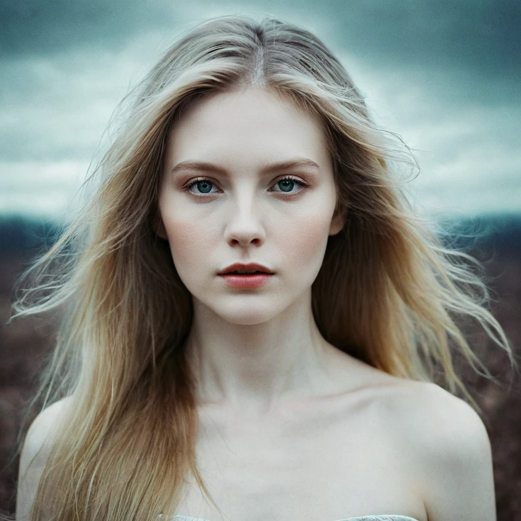 (Double Exposure Photography by Stanley Stellar and Josefa Pla Marco:1.2), award-winning photography, pale skin, evil slavic woman, long dark blond hair, upper body, aesthetic, dazzling atmosphere, atmospheric scattering, perfectly focused, f/22, symmetry and balance, artistic, infrared photography, outstanding details, (opal multi-color and opaque colors:0.1), ((artistic model pose for photo))