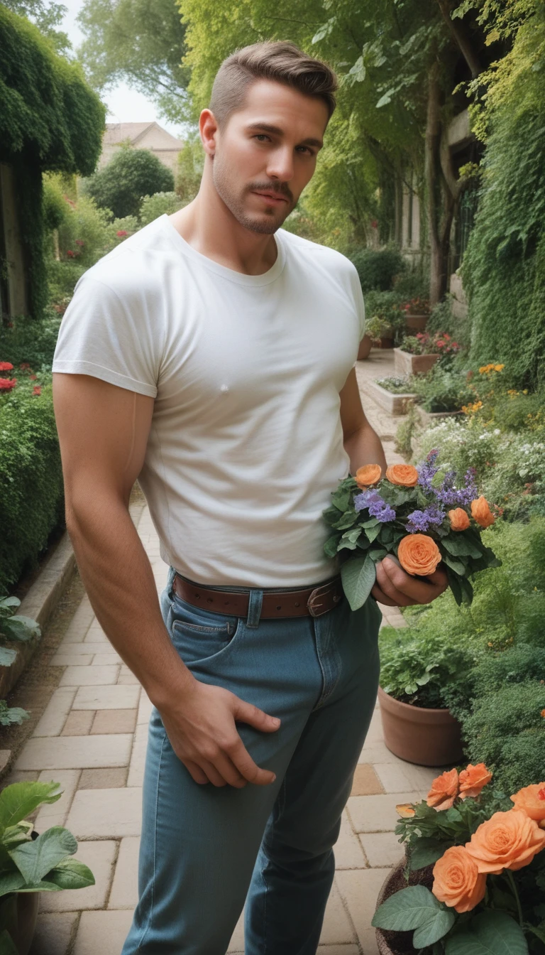 score_9,score_8_up,score_7_up,score_9, score_8_up, score_7_up, source_photo, (photography, realistic:1.4) handsome men ,garden
