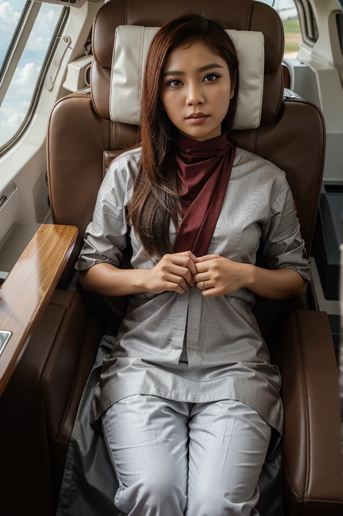 Wanita berambut panjang duduk diatas awan dengan sayap dan mahkota berbaju berwarna merah