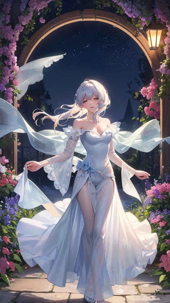 masterpiece,best quality,Elf,Forest ruins,sunglasses,Pure white background,Delicate face,Handsome short hair,Smile,whole body,Perfect body proportions,Beautiful pink eyes,Flower petals rain,Sexy,transparent,High heel,Fishnet stockings,Star decoration
