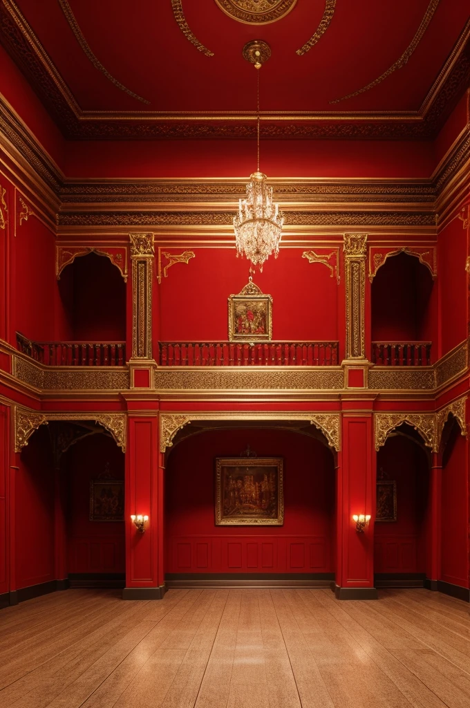 Western-style castle room,Red wall,luxury,No people,high resolution,Glittering ornaments