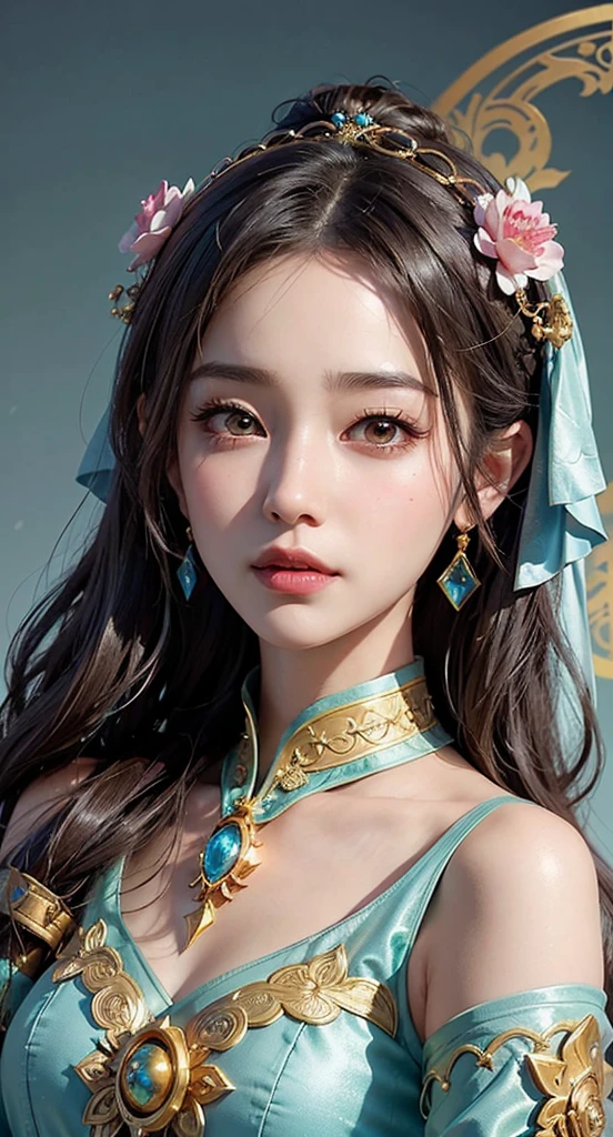 a close up of a woman with a tia on her head, intricate ornate anime cgi style, 4 k detail fantasy, anime cgi, cinematic goddess close shot, inspired by Li Mei-shu, a beautiful fantasy empress, inspired by Lan Ying, smooth anime cg art, close up character, hyperdetailed fantasy character, game cg, ruan jia and artgerm