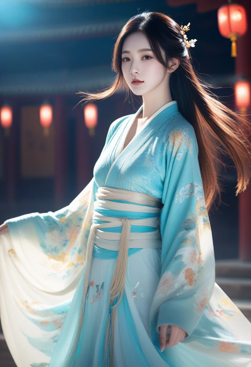 (ink, amazing: 1.3, Integrated 8K wallpaper, In fact, detailed: 1.2, masterpiece, illustration), [((1 girl), superior_body, dynamic angle, world masterpiece theater: 1.2, best quality, suppressed, fair, Ghost Dance Sweater, long flowing hair, Soft gloss: 0.8, Chrysanthemum Double), :( movie lights: 1.3, Only_flare: 1.2, Dunhuang elements)]