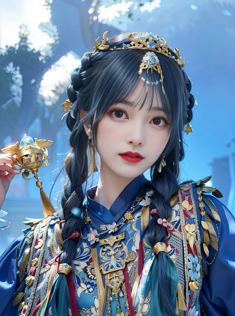 Allard woman in blue dress,A bird in his hand, Aesthetic!!!!!! female elf, Traditional beauty, a young woman as genghis khan, Palace , A girl in Hanfu, 8K)), kanliu666, ulzzangs, Chinese girl, a beautiful fantasy empress, dilraba dilmurat, traditional garb
