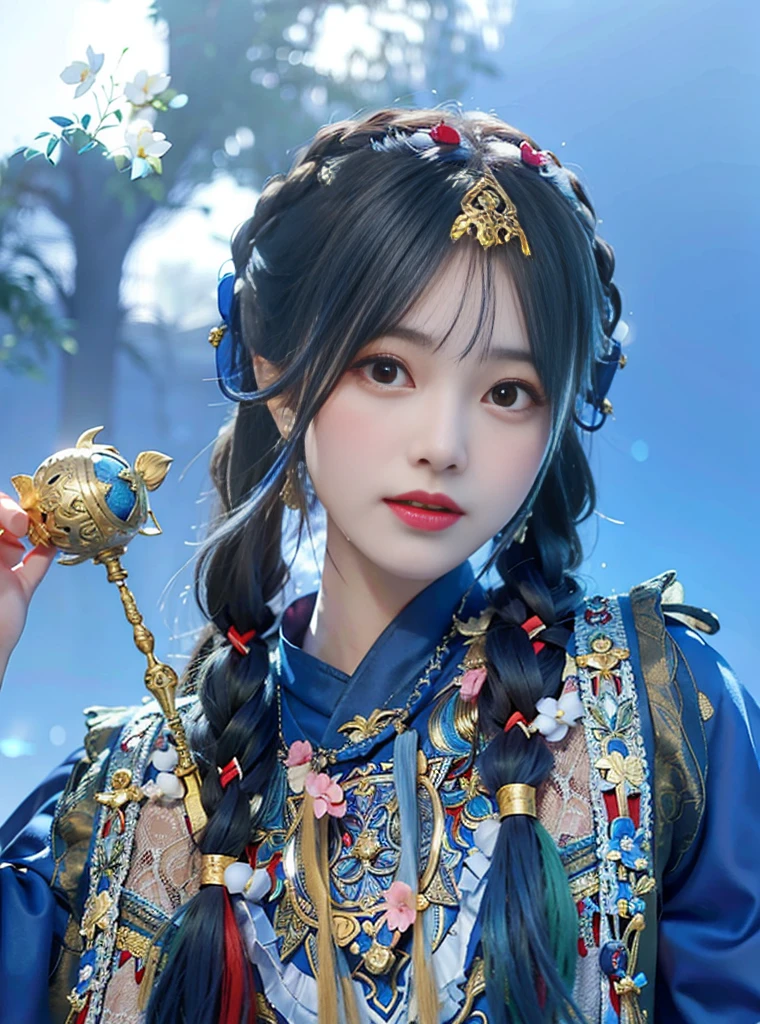 Allard woman in blue dress,A bird in his hand, Aesthetic!!!!!! female elf, Traditional beauty, a young woman as genghis khan, Palace , A girl in Hanfu, 8K)), kanliu666, ulzzangs, Chinese girl, a beautiful fantasy empress, dilraba dilmurat, traditional garb