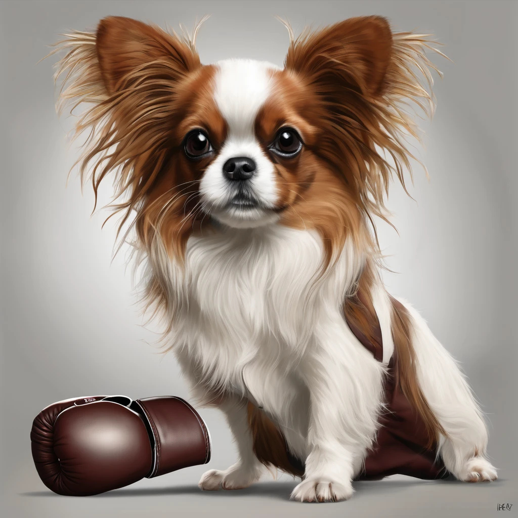 image ,very realistic ,papillon ,cartoon , gants boxe anglaise