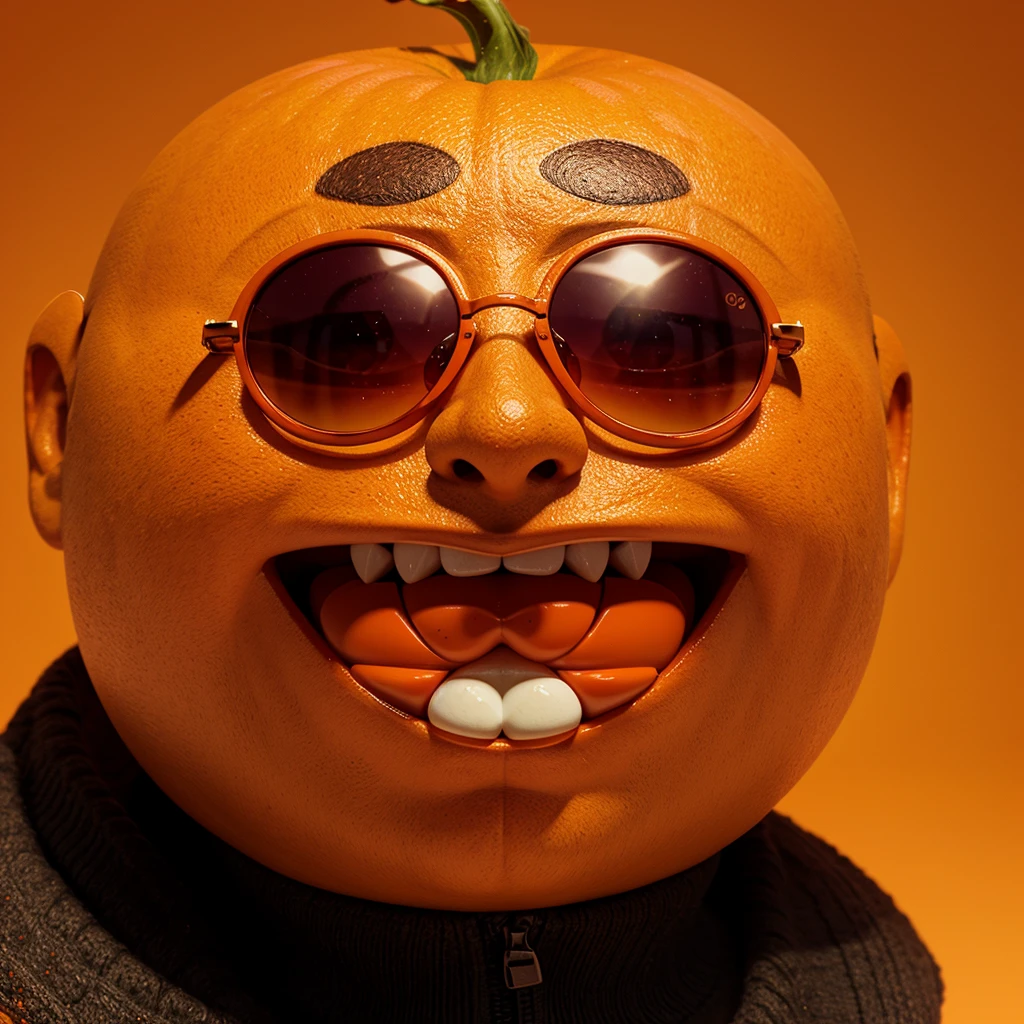 a close up of a tomate wearing sunglasses on an orange background, tomate monster, tomate, also tomate, cold face, tendencia en behance arte 3d, tendencia en behance arte 3d, tom hanks as tomate hanks mascot, digital art emoji collection, genial foto de marketing, por Tadashi Nakayama, 3d illustration, 3d illustration, advertising photography, con gafas de sol