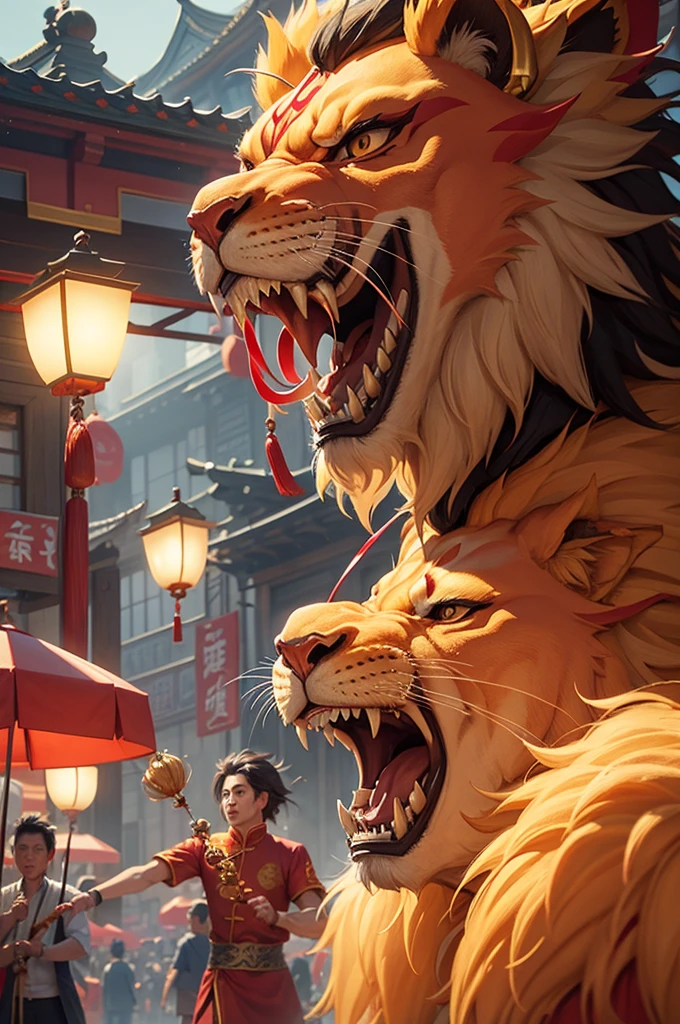 Chinese street jugglers,Dragon and lion dance