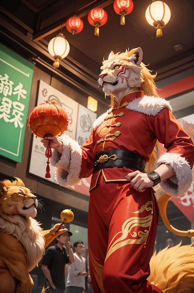 Chinese street jugglers，Dragon and lion dance