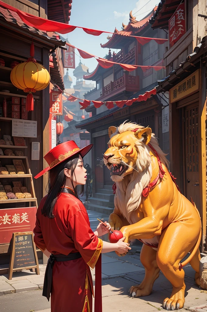Chinese street jugglers,Dragon and lion dance