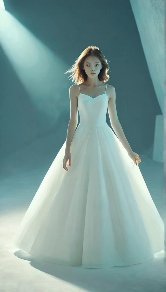 girl, Dressed in white, A dress that glows in the dark