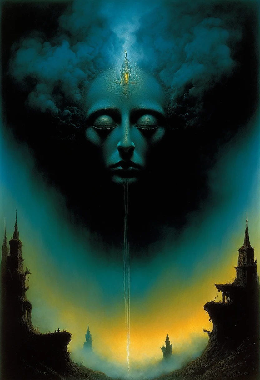 (master part, best quality), 1senhora, sozinho, (lo gothic), Apanhador de sonhos, Vampiro, cabelo preto curto, Ondas soltas, olhos azuis, ,fofo, (HG Giger, Arte de Hermann Nitsch, Beksinski, Dariusz Zawadzki, Giger, zdzislaw beksinski), cama, Velas, cruz, corpo magro, luz da lua, camisa preta, Noite, smoke billowing