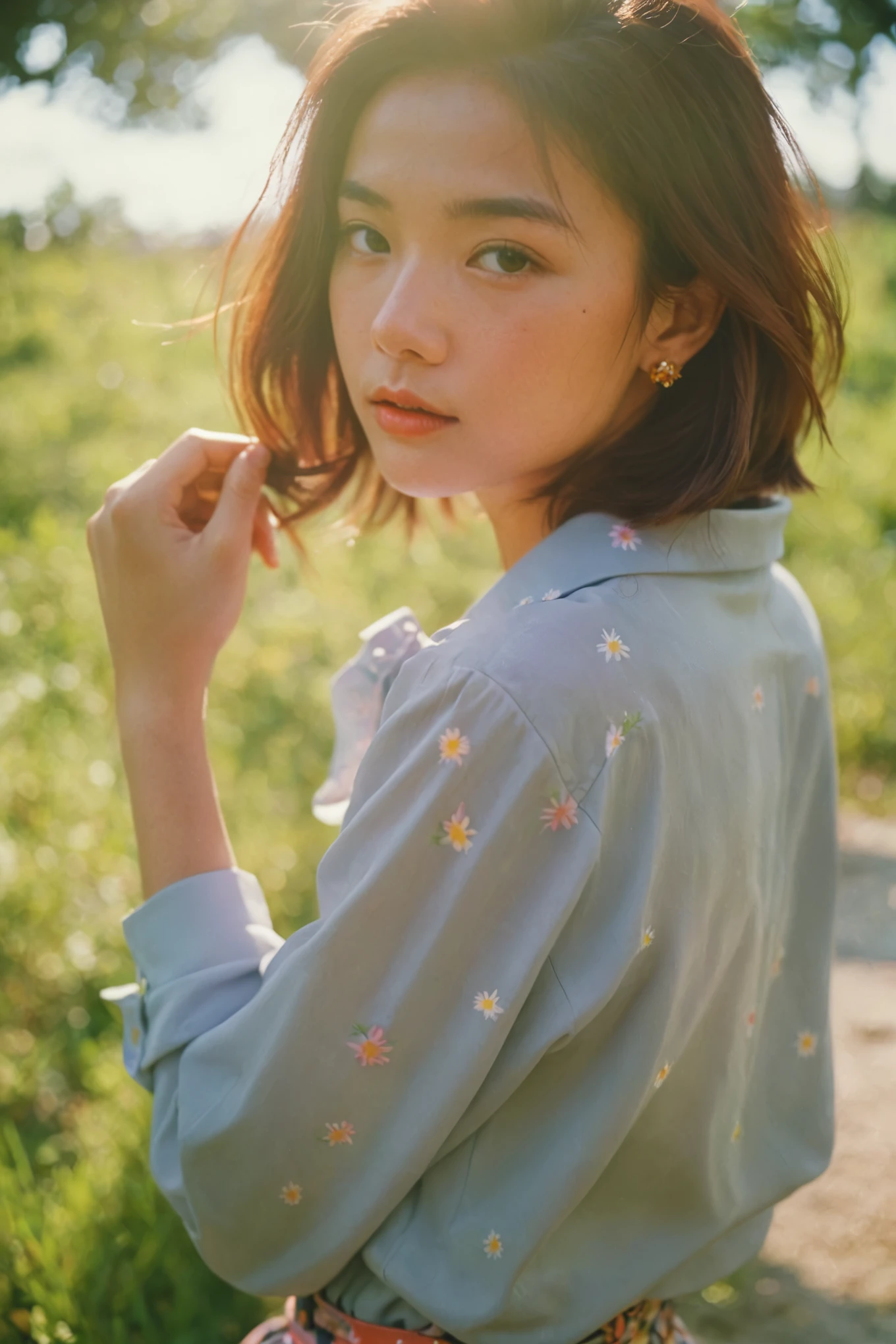 a portrait of MagMix Girl, analog film photo, Kodachrome.