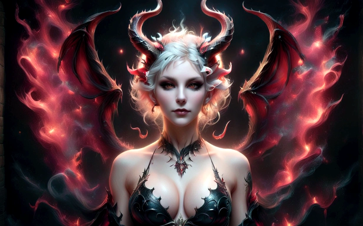 a woman with horns and a bra top is posing for a picture, beautiful succubus, succubus | medieval, beautiful elegant demon queen, succubus, diablo 4 lilith, demoness, dark fantasy style art, gothic fantasy art, lilith, succubus in sundress portrait, portrait of demon girl, epic fantasy art style, extremely detailed artgerm