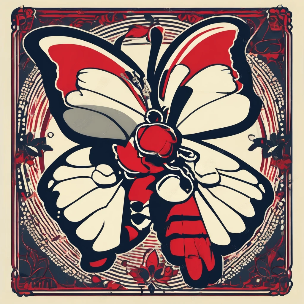 "Illustration d'un papillon en style cartoon. Il porte de grands gants de boxe rouges détaille tres important , qui sont bien visibles Son visage exprime détermination et confiance ,il a une attitude de combatant avec de grands yeux expressifs et un sourire léger. The background is simple but dynamic, Colors are bright and vibrant, giving the whole a positive and energetic atmosphere.