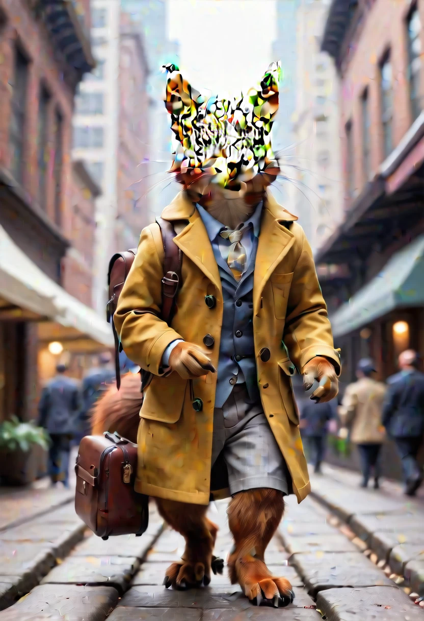 In the urban jungle,Squirrel model has steady feet,Travel through the city in style,Explore different fashion paths