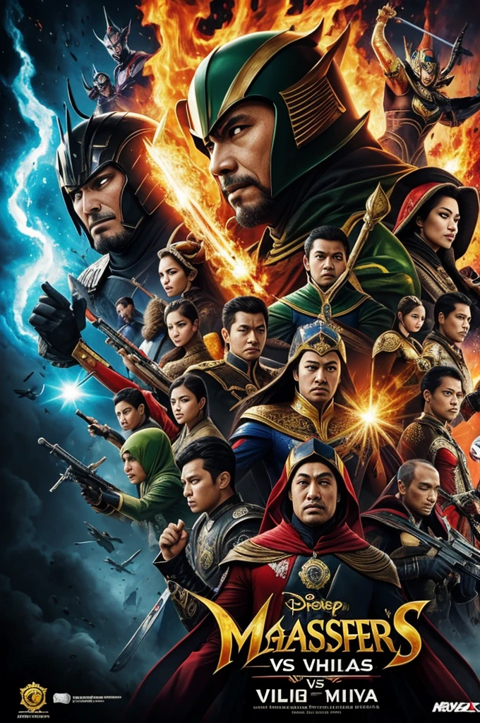 Masterpiece, villains vs villains, represent their country, malaysia vs indonesia, best quality, high resolution, war