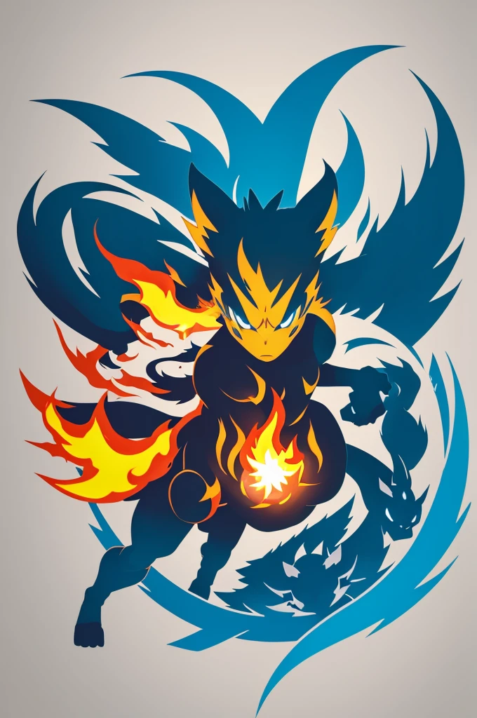 Entendido, here is an adjusted version of the text:
---
"Generate a minimalist anime-style illustration resembling Pokémon Unite move icons. Focus on a generic Pokémon silhouette using Flamethrower, with detailed and prominent fire effects."
--- This text should help you get an illustration that more closely resembles the Pokémon Unite move icons, with a generic Pokémon silhouette and a heavy emphasis on fire effects.