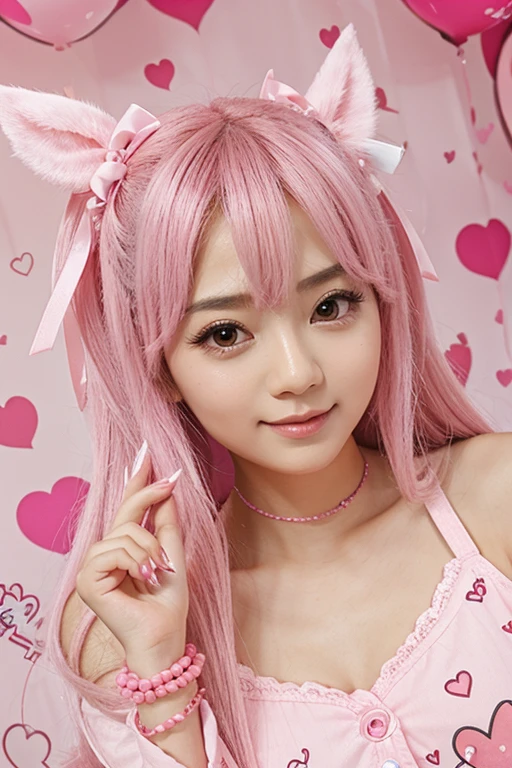 all pink, heart effects, kawaii, Jirai Kei