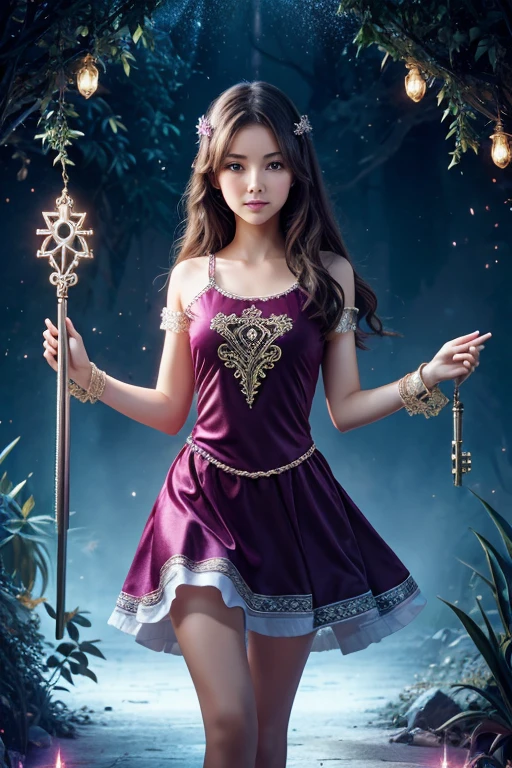 Create a image for girl touch a magic key