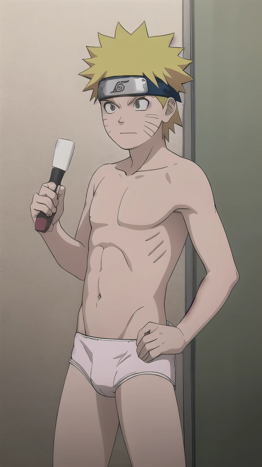 Naruto, shirtless, underpants, pink brief, shaving cream, -yeld bo