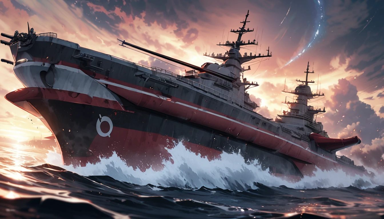 Space battleship like battleship IJN Yamato from empire of japan with all powerful and strongest weapon