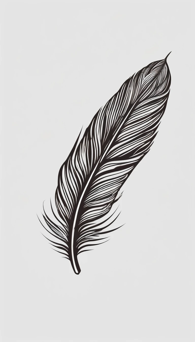 Create a logo design of a special, unique, poetic, minimalistic feather that represents a special creative brand called " Penamemoria". The brand is created by an artist called Rafael Figueiras. The logo must convey the sense of storytelling and music. Must include a boy, one acoustic guitar, a feather and a fantastic bird. Logo design and icon design present and impressed on a white t-shirt.